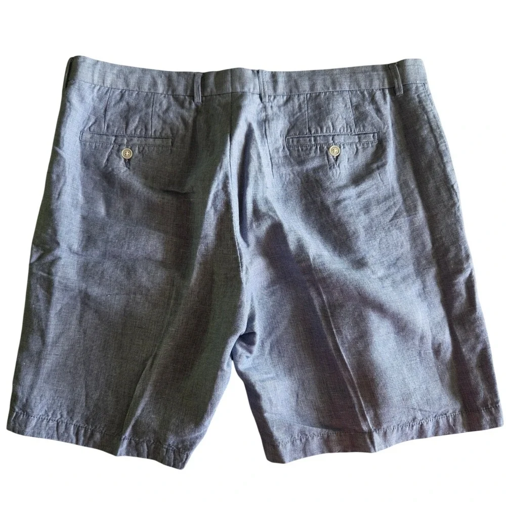 Peter Millar Mens Blue Micro Check Flat Front Shorts Size 40 Resort‎ Coastal